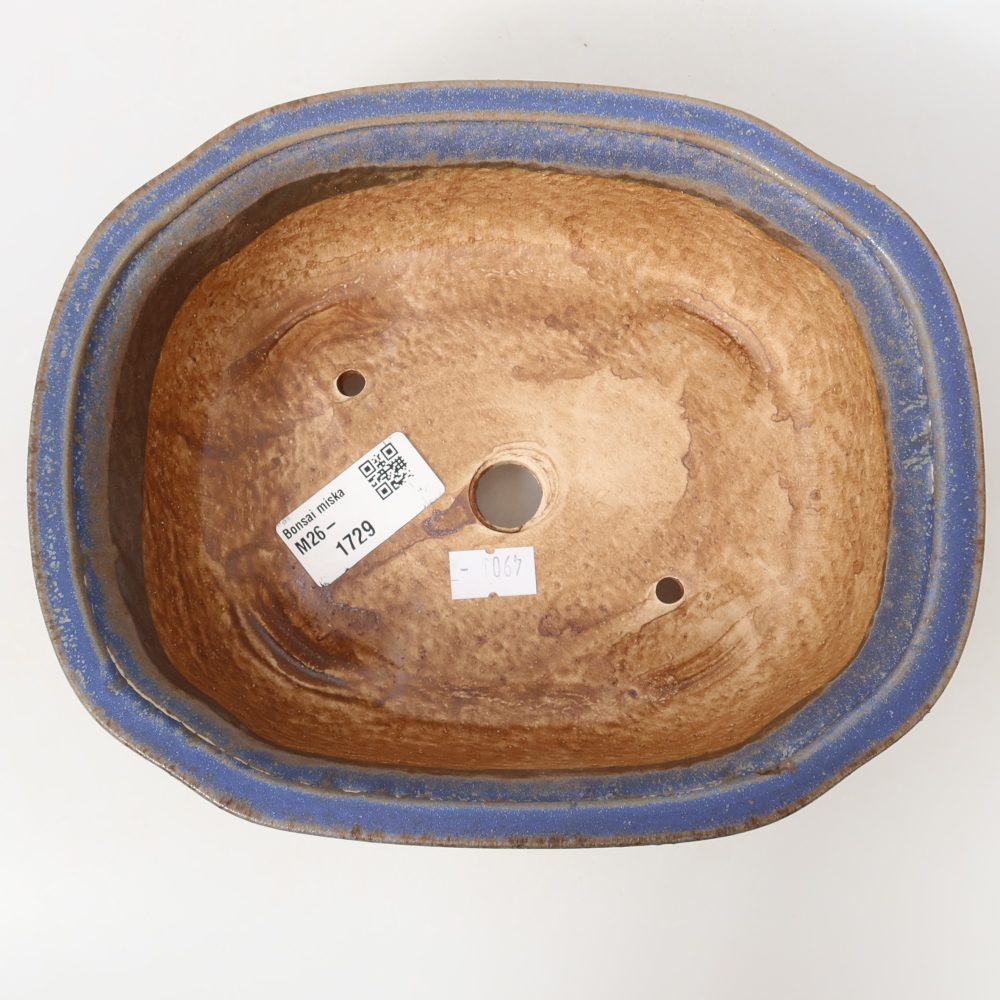 Keramische bonsaipot 20,5 x 16,5 x 7 cm, kleur: blauw