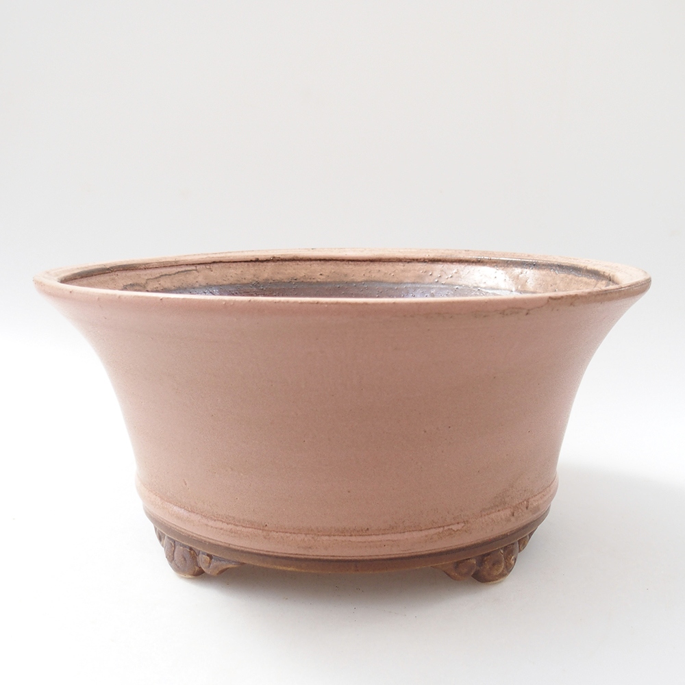 Bonsaischaal van keramiek 24 x 24 x 11,5 cm, roze