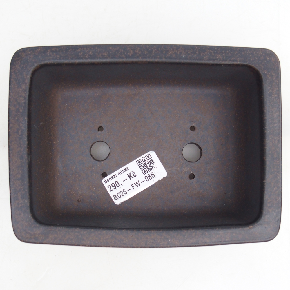 Bonsaischaal van keramiek 15,5 x 11,5 x 5 cm, kleur okerbruin