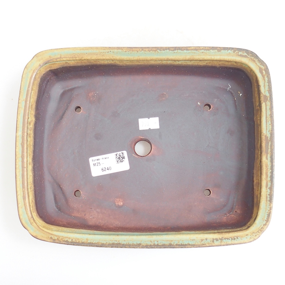 Bonsaischaal van keramiek 24,5 x 19 x 7 cm, groen