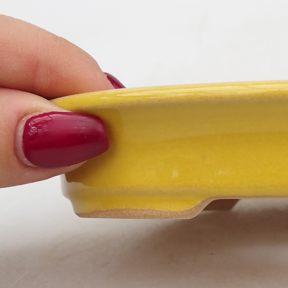 Bonsaischaal van keramiek 13 x 11 x 2,5 cm, geel