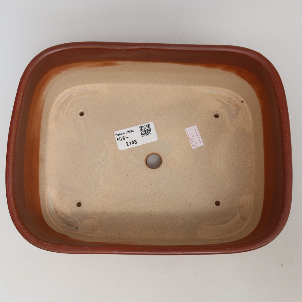 Keramische bonsaipot 23 x 17,5 x 7,5 cm, kleur bordeauxrood