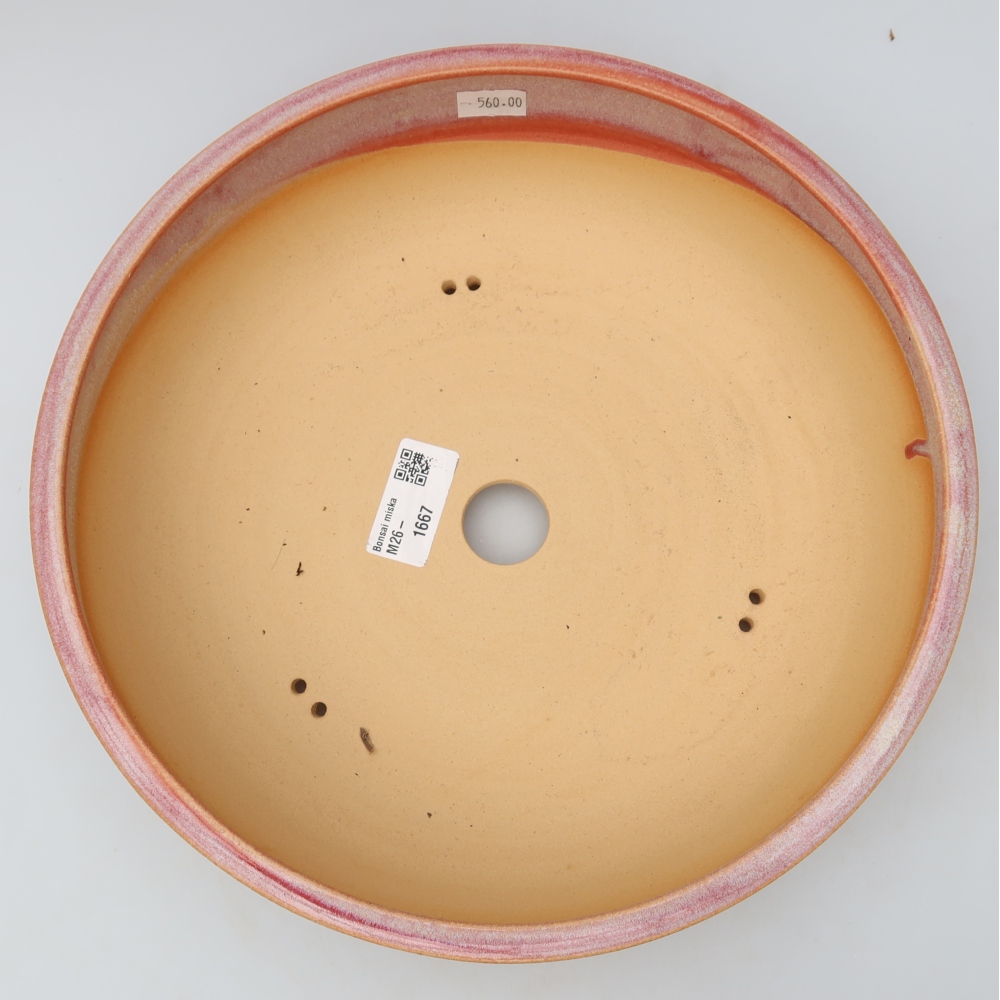 Keramische bonsaipot 26,5 x 26,5 x 7,5 cm, kleur roze