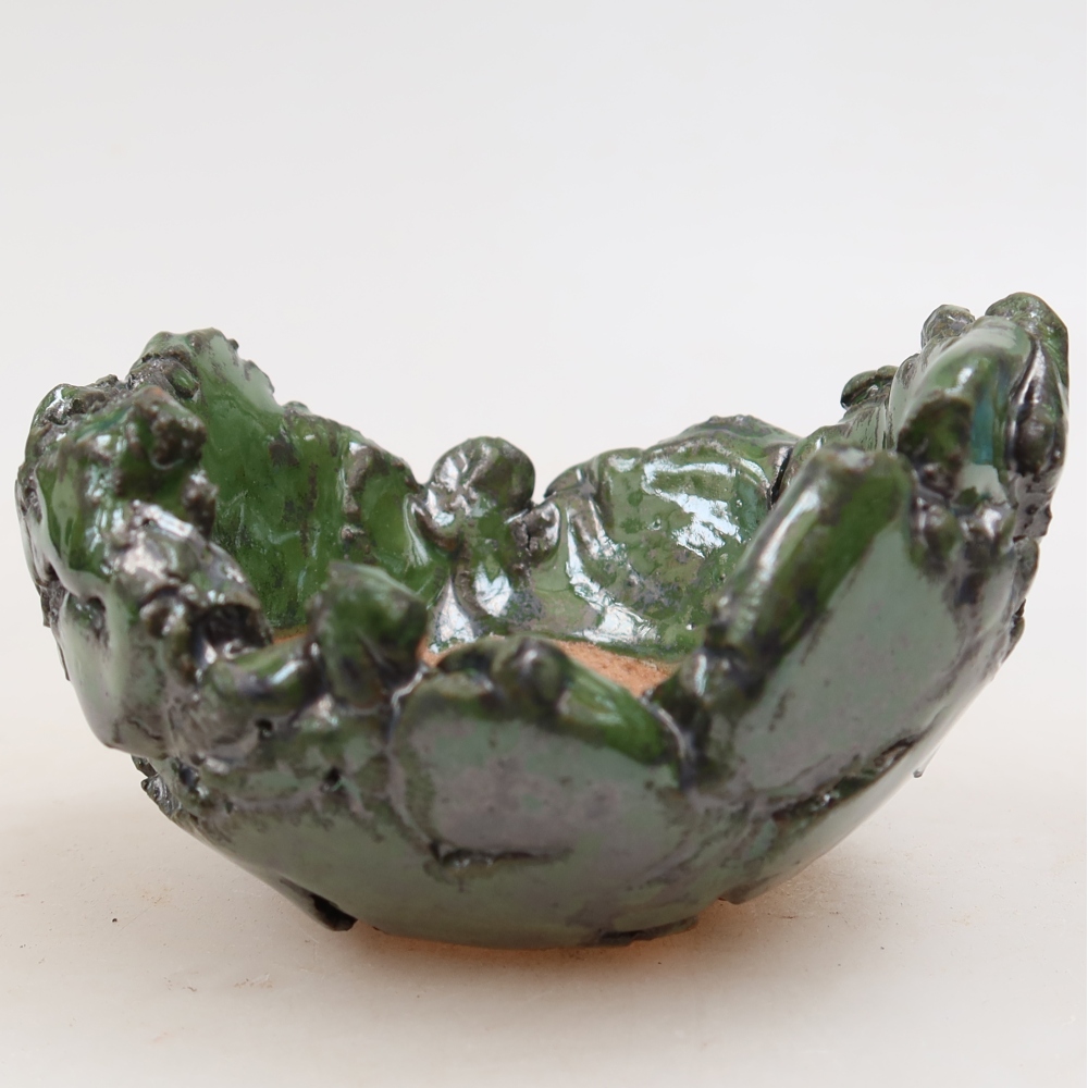 Keramische schaal  9,5 x 9 x 6 cm, kleur groen