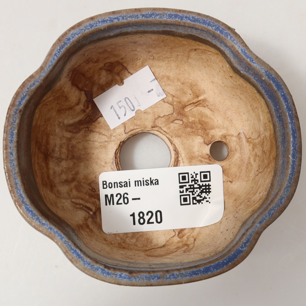 Keramische bonsaischaal 8 x 7,5 x 3,5 cm, kleur: blauw