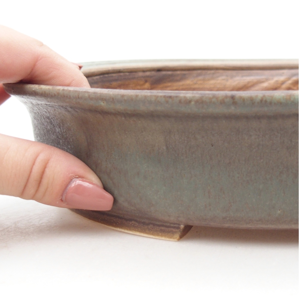 Bonsaischaal van keramiek 26 x 23,5 x 5,5 cm, groen