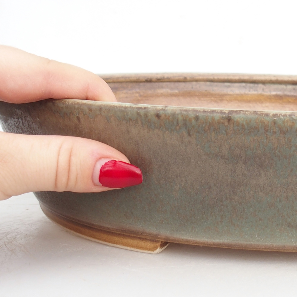 Bonsaischaal van keramiek 31,5 x 28,5 x 6,5 cm, groen