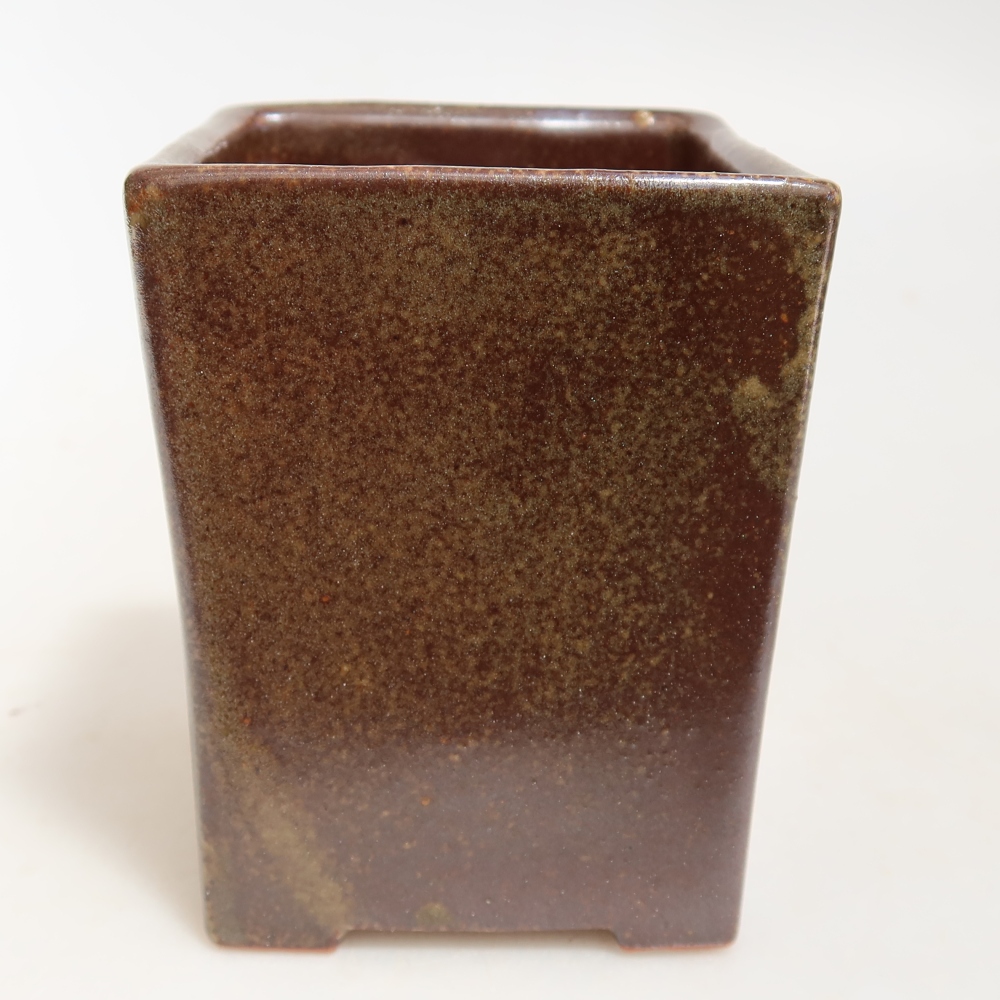 Bonsaischaal van keramiek 7,5 x 7,5 x 9,5 cm, bruin