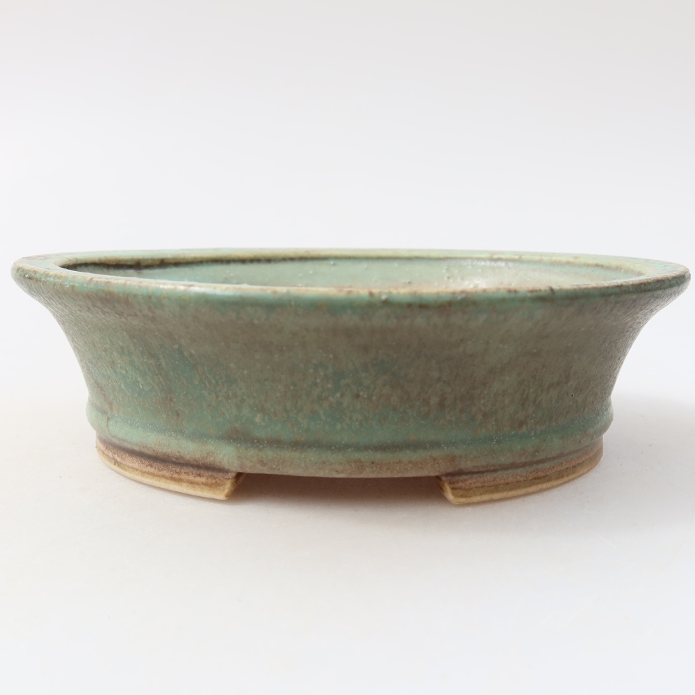 Bonsaischaal van keramiek 14,5 x 12,5 x 4 cm, groen