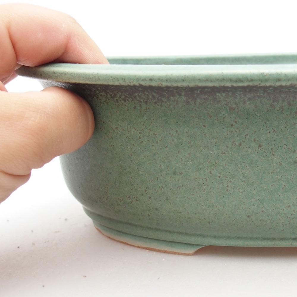 Bonsaischaal van keramiek 23 x 19,5 x 7 cm, groen