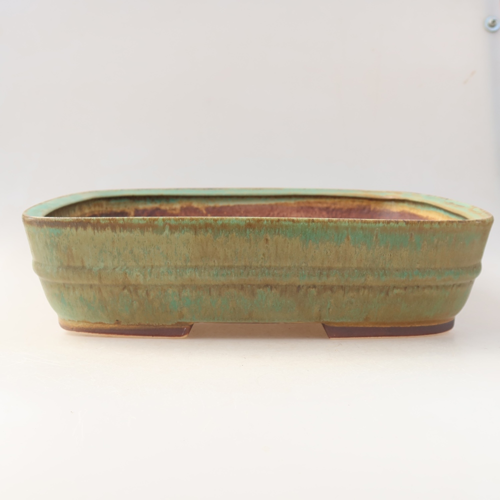 Keramische bonsaipot 29,5 x 24,5 x 7,5 cm, kleur: groen