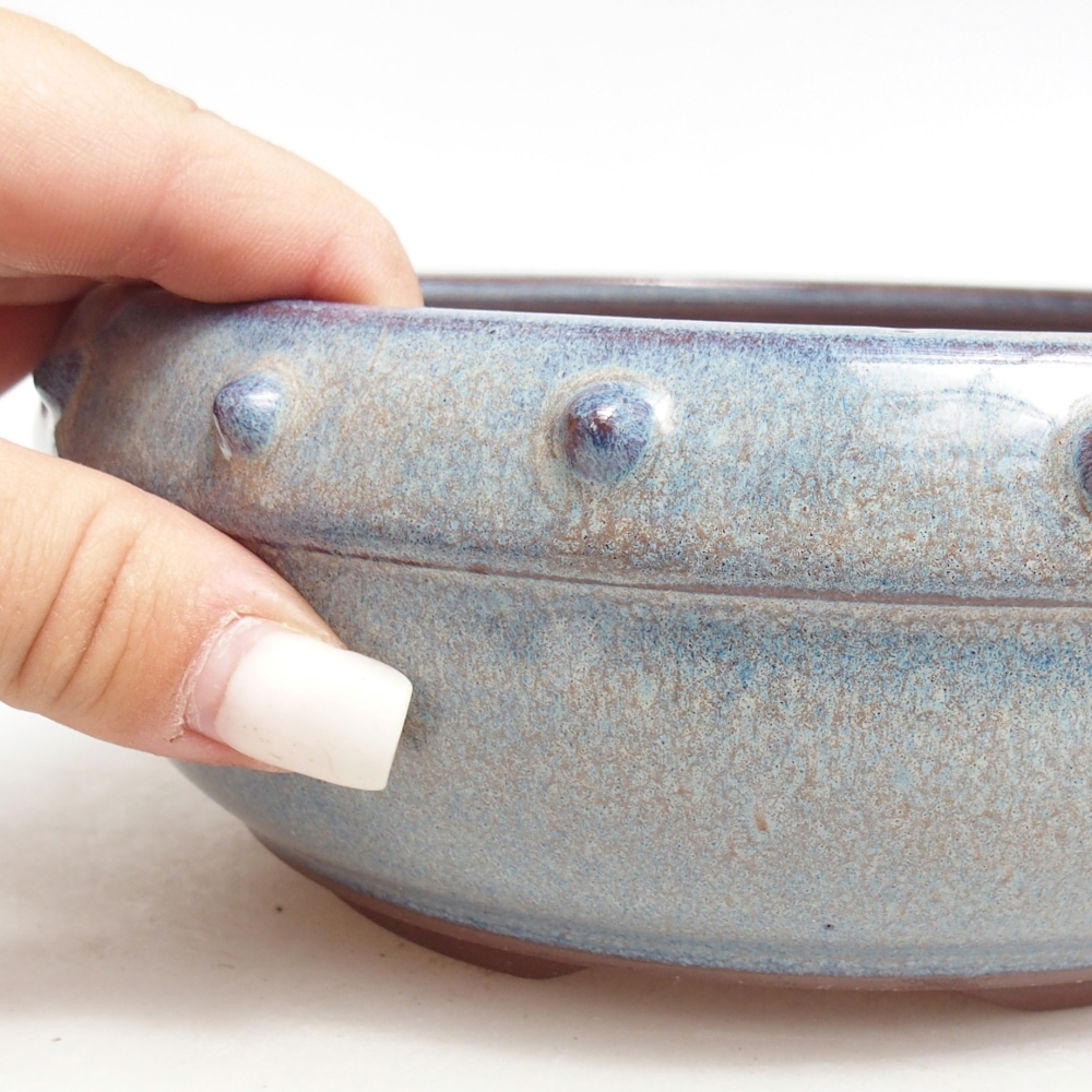 Bonsaischaal van keramiek 18 x 18 x 7 cm, kleur blauw