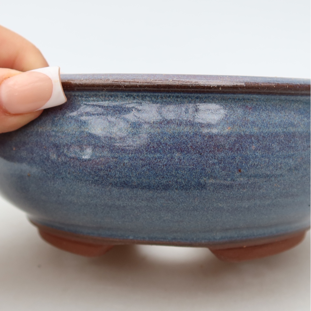 Bonsaischaal van keramiek 16 x 16 x 5 cm, kleur blauw
