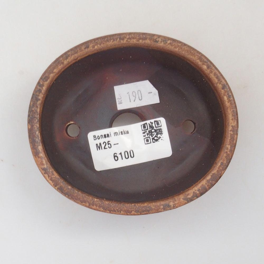 Bonsaischaal van keramiek 10 x 8,5 x 4 cm, bruin