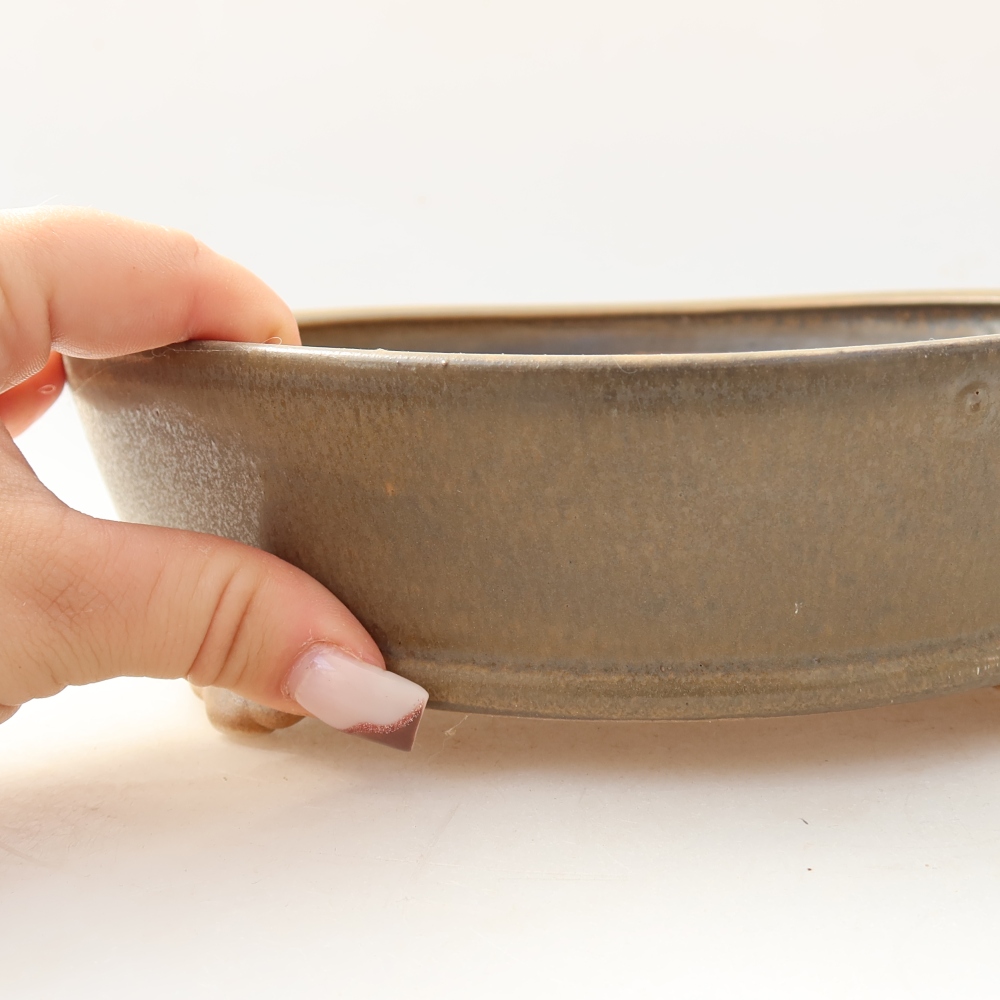 Bonsaischaal van keramiek 21,5 x 21,5 x 6 cm, bruin