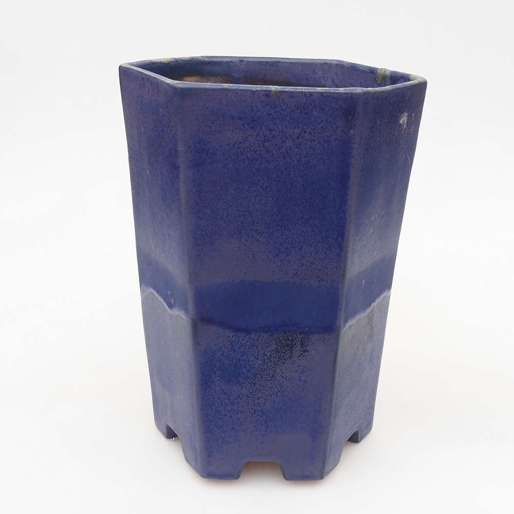 Bonsaischaal van keramiek 13 x 11,5 x 17 cm, kleur blauw