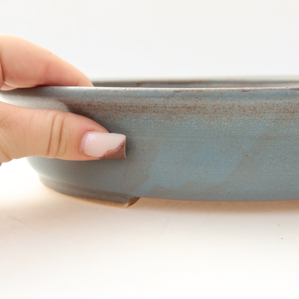 Keramische bonsaipot 26 x 24 x 6 cm, kleur: blauw