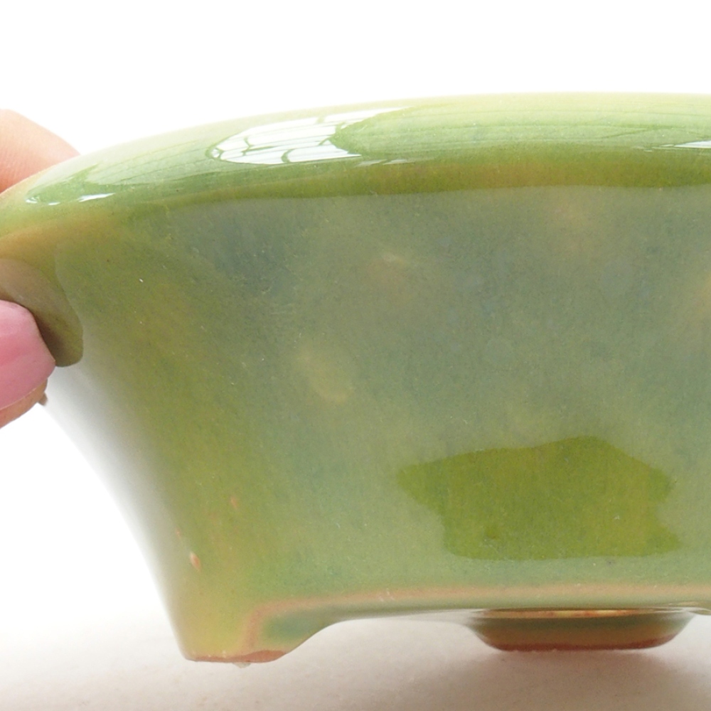 Bonsaischaal van keramiek 13,5 x 13,5 x 5 cm, groen