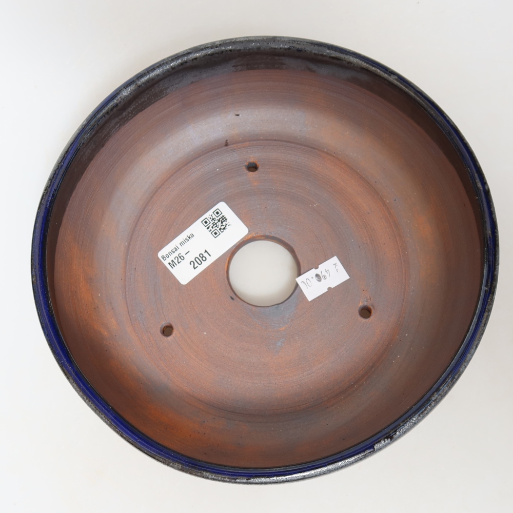 Bonsaischaal van keramiek 18 x 18 x 6,5 cm, kleur blauw