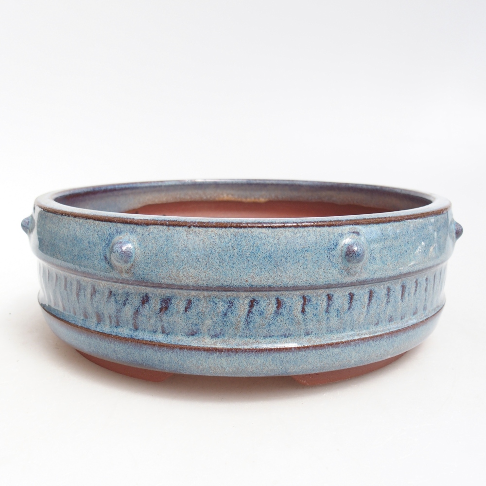 Bonsaischaal van keramiek 17 x 17 x 5,5 cm, kleur blauw