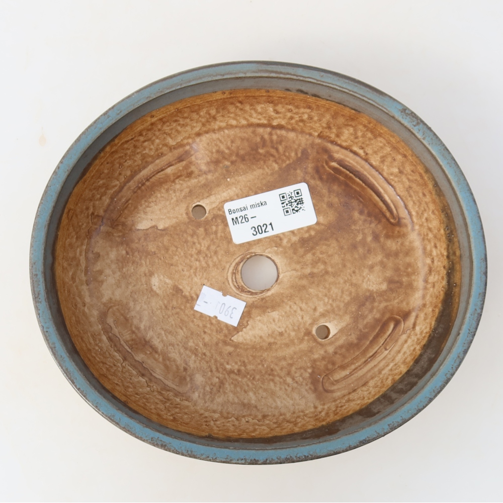 Bonsaischaal van keramiek 18,5 x 16,5 x 4,5 cm, kleur blauw