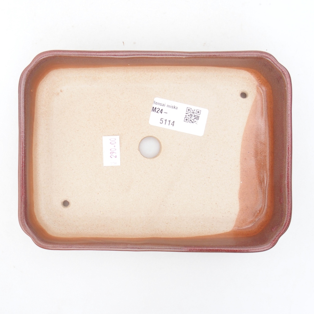 Bonsaischaal van keramiek 18 x 13 x 3 cm, bordeauxrood