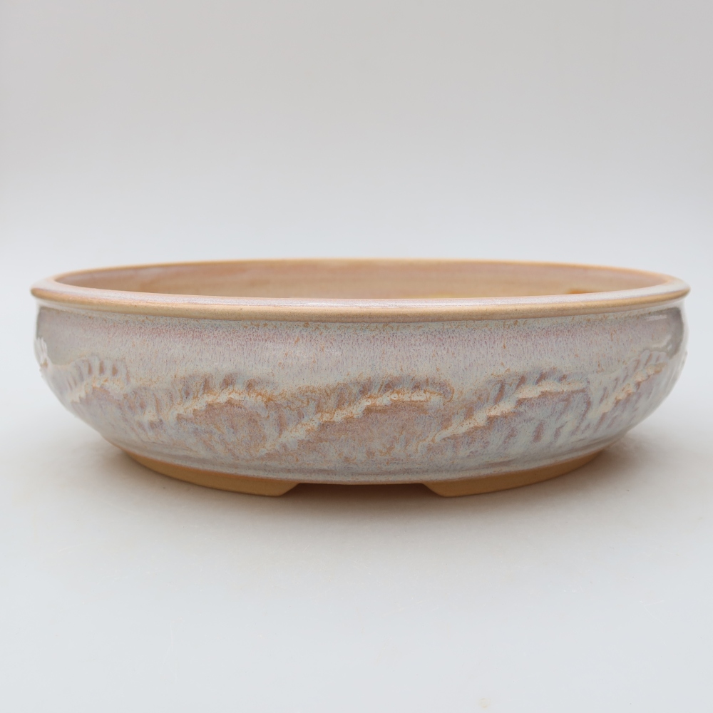 Keramische bonsaischaal 25,5 x 25,5 x 6,5 cm, kleur: beige