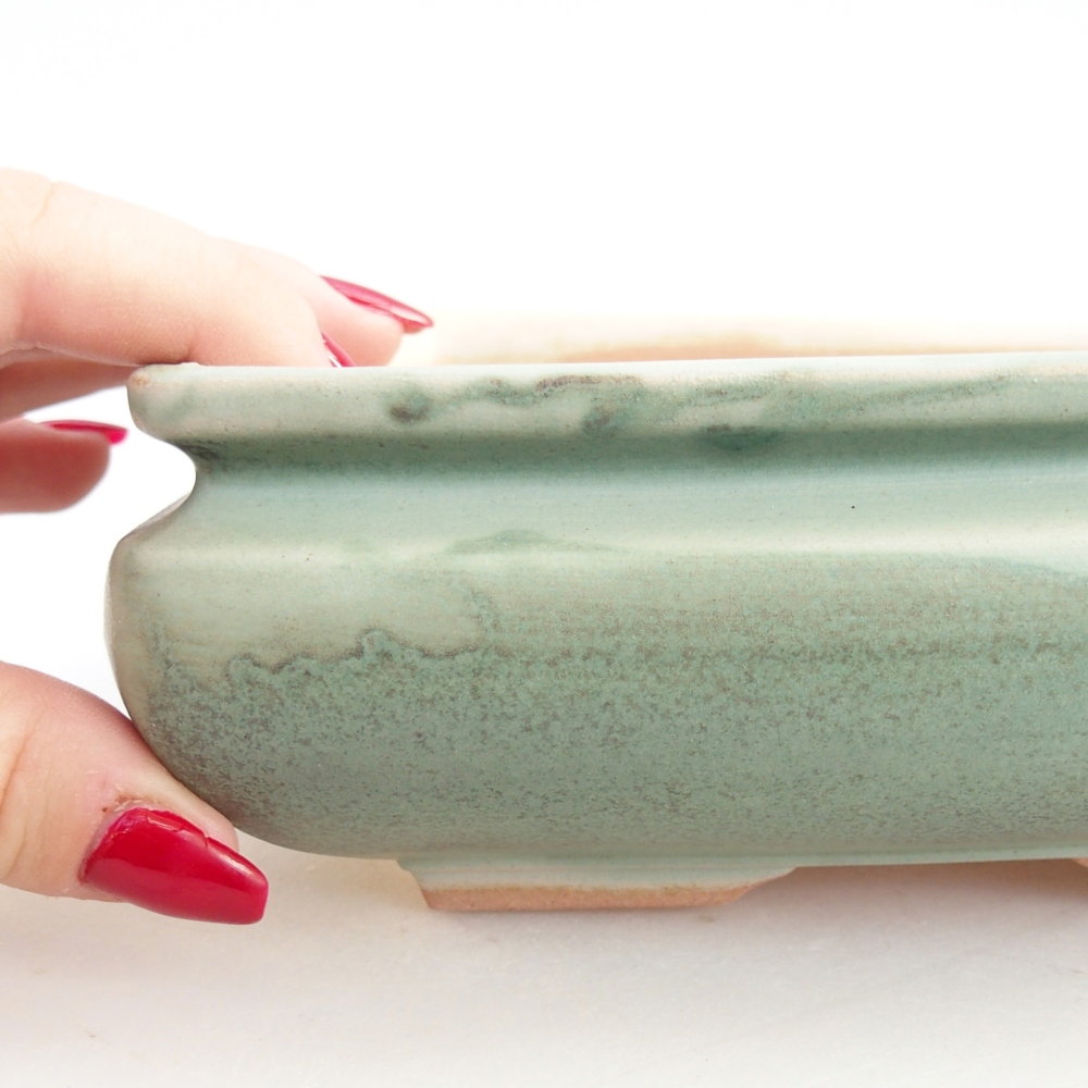 Bonsaischaal van keramiek 26 x 26 x 8 cm, kleur rood