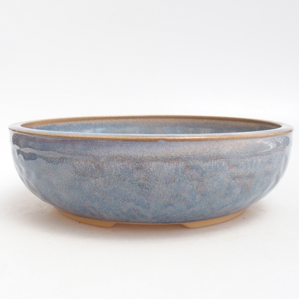 Bonsaischaal van keramiek 22 x 22 x 6,5 cm, kleur blauw