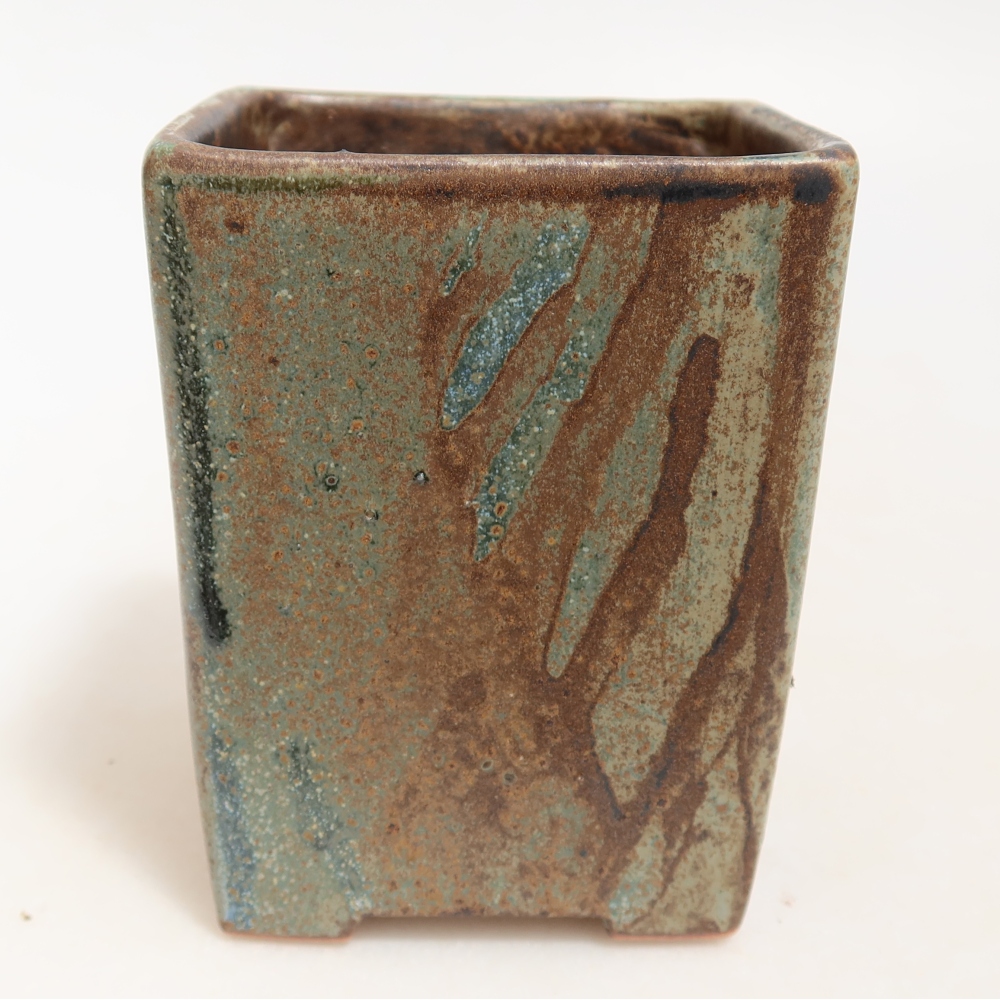 Keramische bonsaipot 8 x 8 x 10 cm, kleur bruingroen