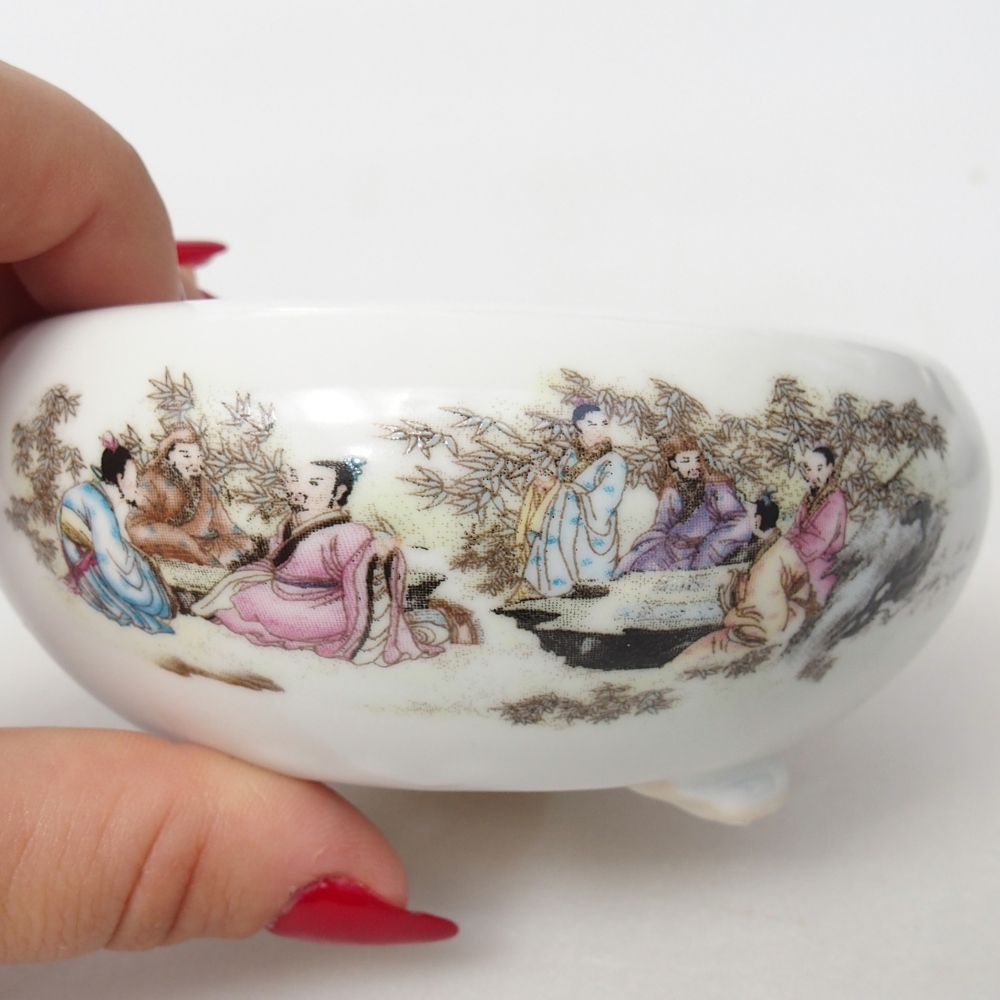 Bonsaischaal van keramiek 10 x 10 x 5 cm, kleur wit