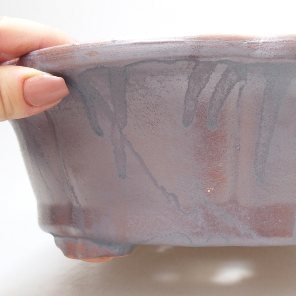 Bonsaischaal van keramiek 26,5 x 26,5 x 8 cm, metaalkleur