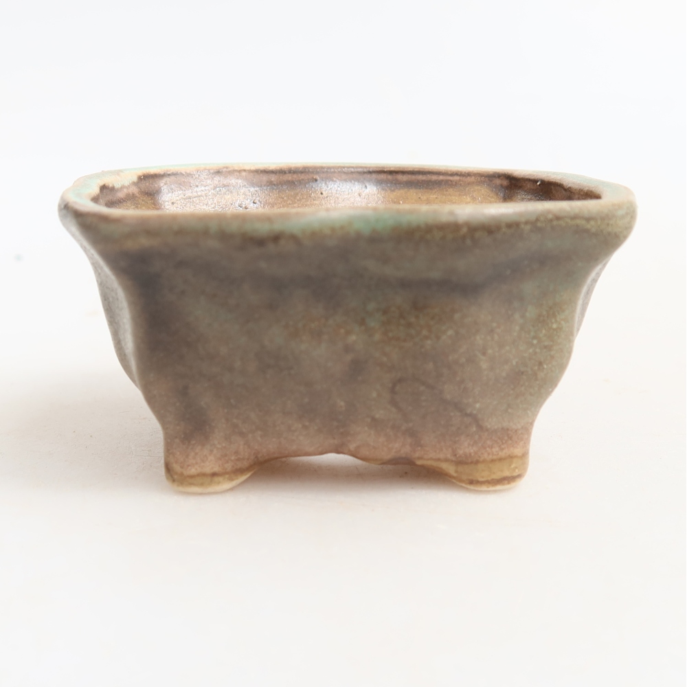 Keramische bonsaischaal 7 x 7 x 3,5 cm, kleur groen
