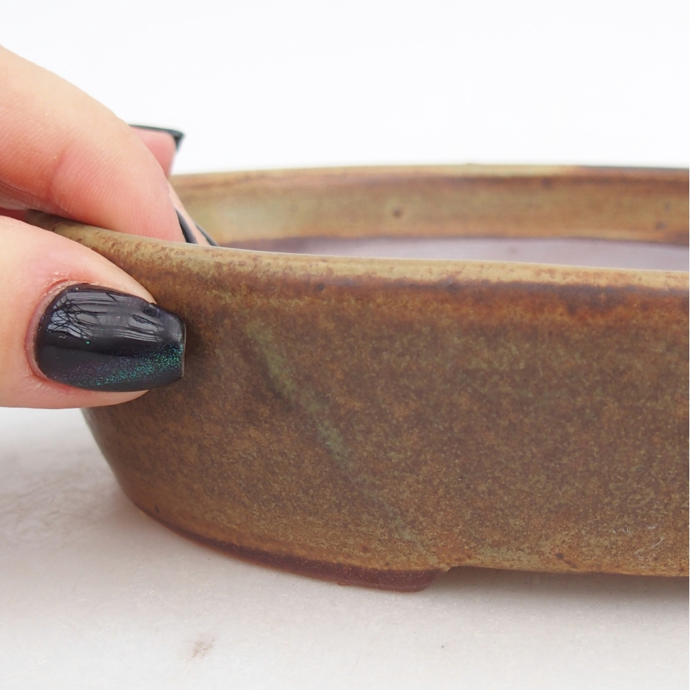 Bonsaischaal van keramiek 17 x 14 x 4 cm, groen