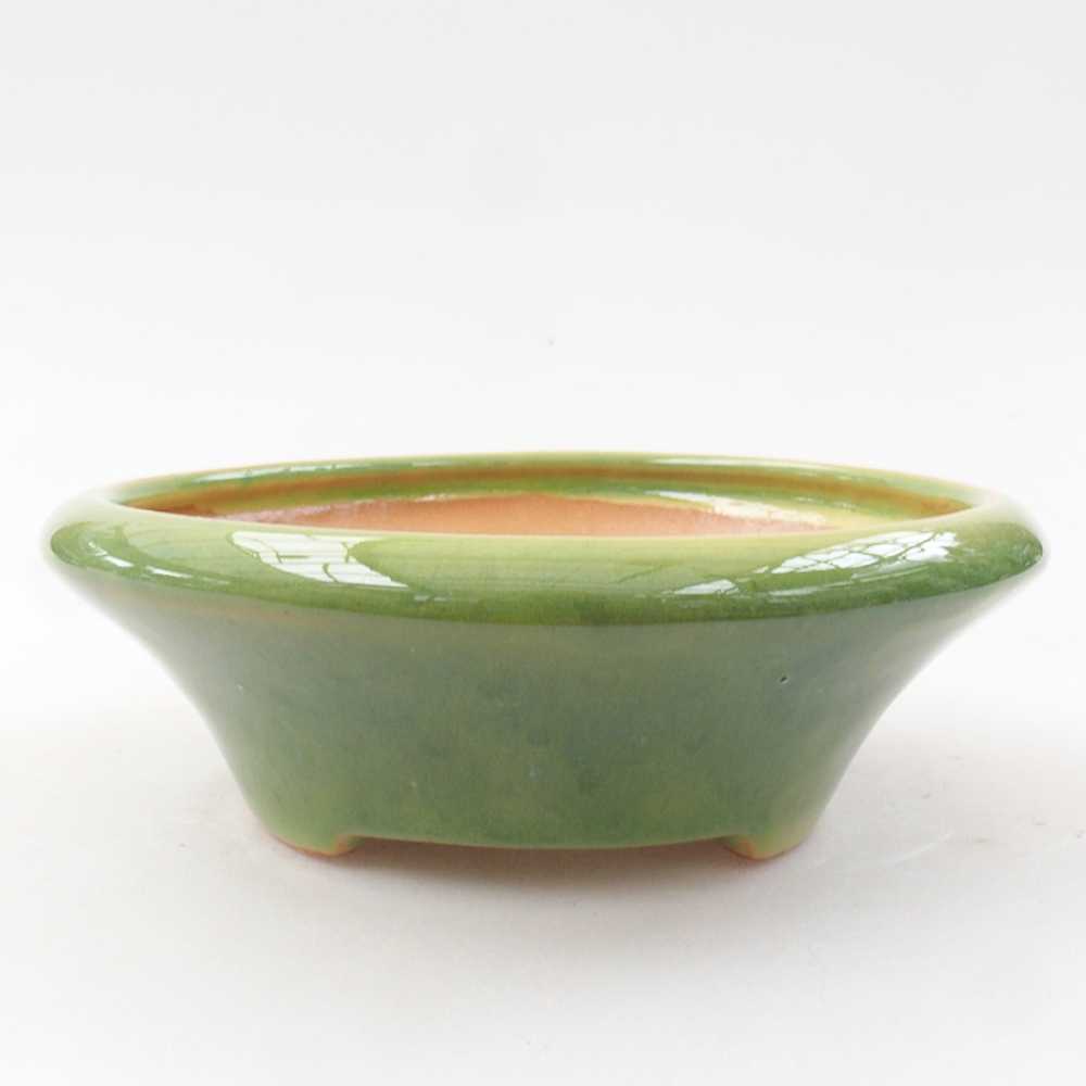 Bonsaischaal van keramiek 13,5 x 13,5 x 5 cm, groen
