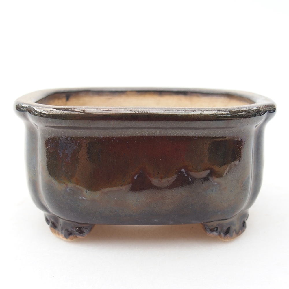 Bonsaischaal van keramiek 7,5 x 7 x 4 cm, kleur zwart