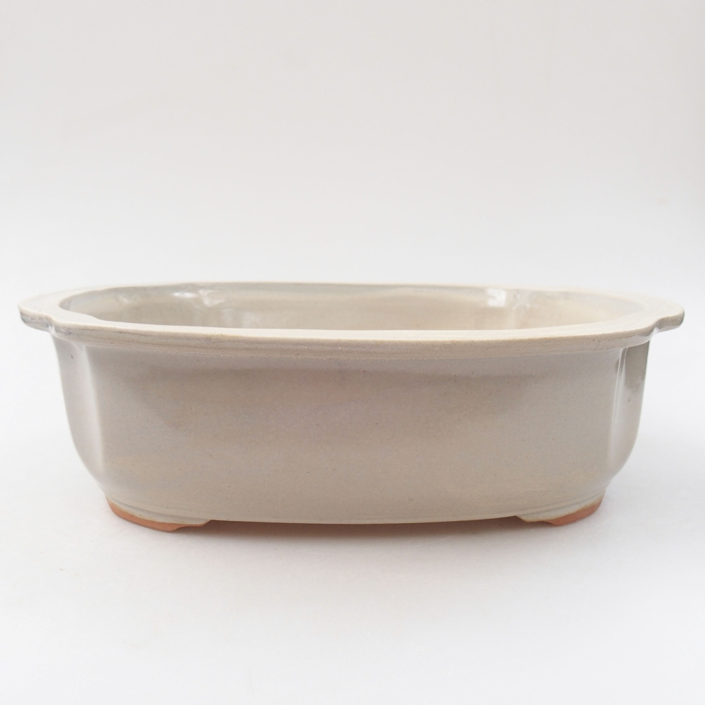 Bonsaischaal van keramiek 24,5 x 21 x 7 cm, kleur beige