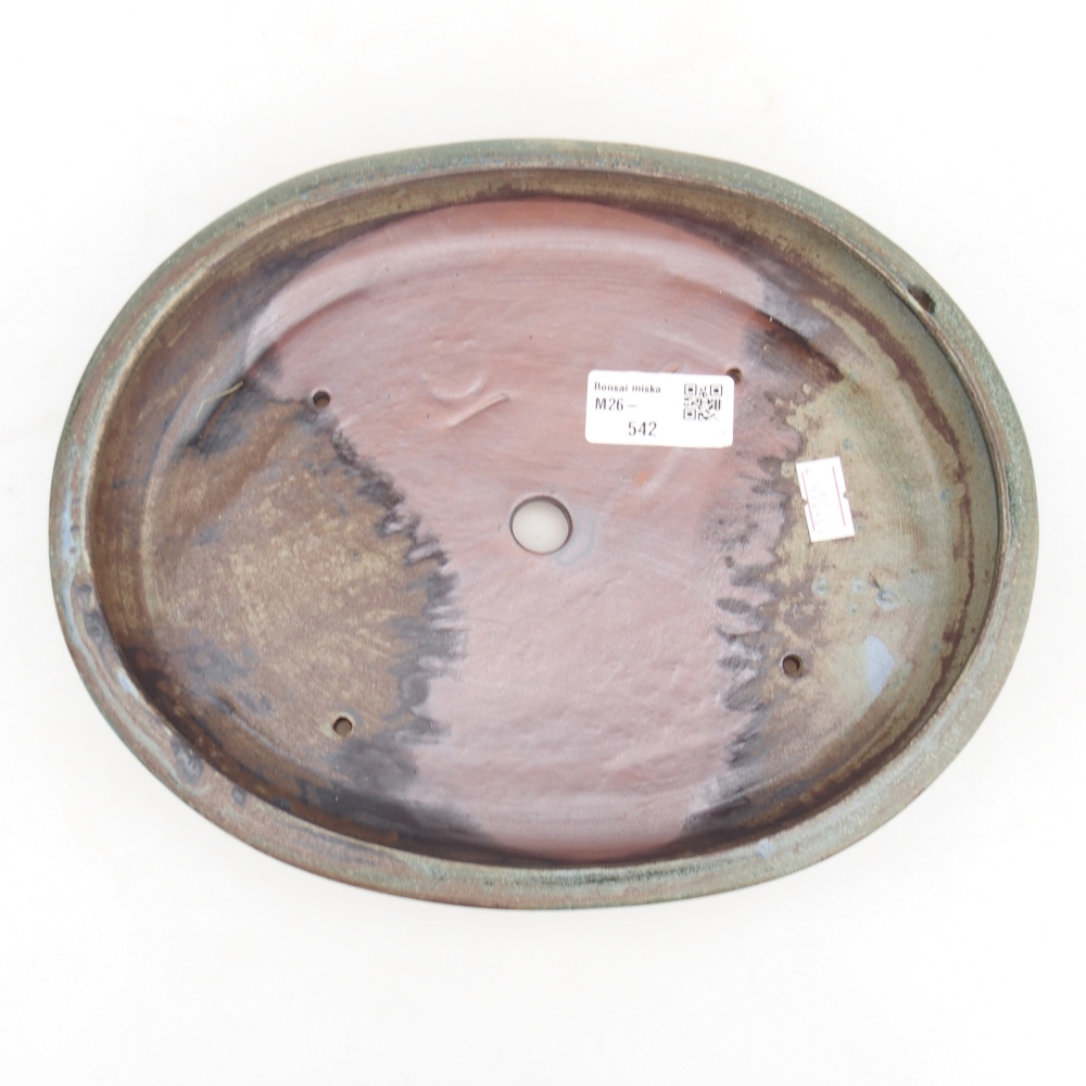 Bonsaischaal van keramiek 24,5 x 20 x 4 cm, groen