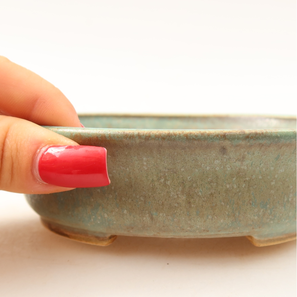 Keramische bonsaipot 12,5 x 11,5 x 3,5 cm, kleur groen