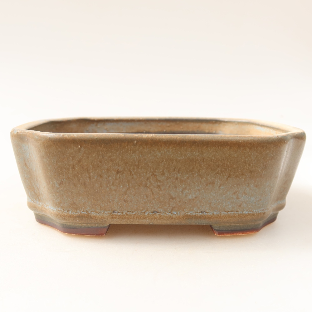 Keramische bonsai-schaal 13,5 x 11,5 x 4 cm, kleur: blauw