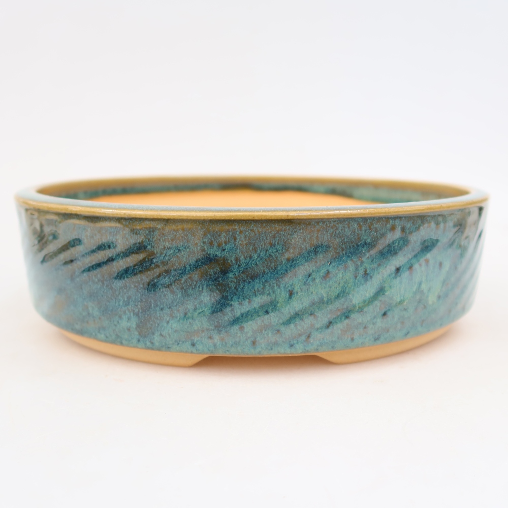 Keramische bonsaipot 23,5 x 23,5 x 6 cm, kleur: blauw