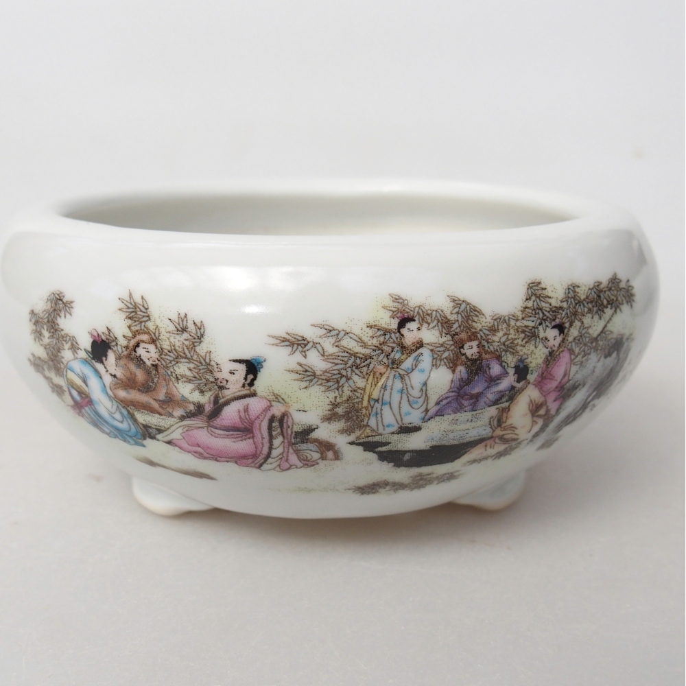 Bonsaischaal van keramiek 10 x 10 x 5 cm, kleur wit