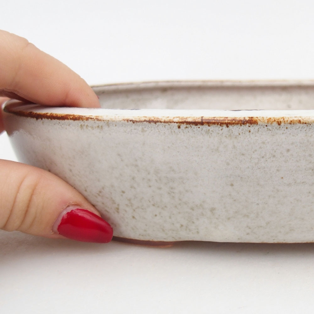 Bonsaischaal van keramiek 22 x 17 x 4 cm, wit