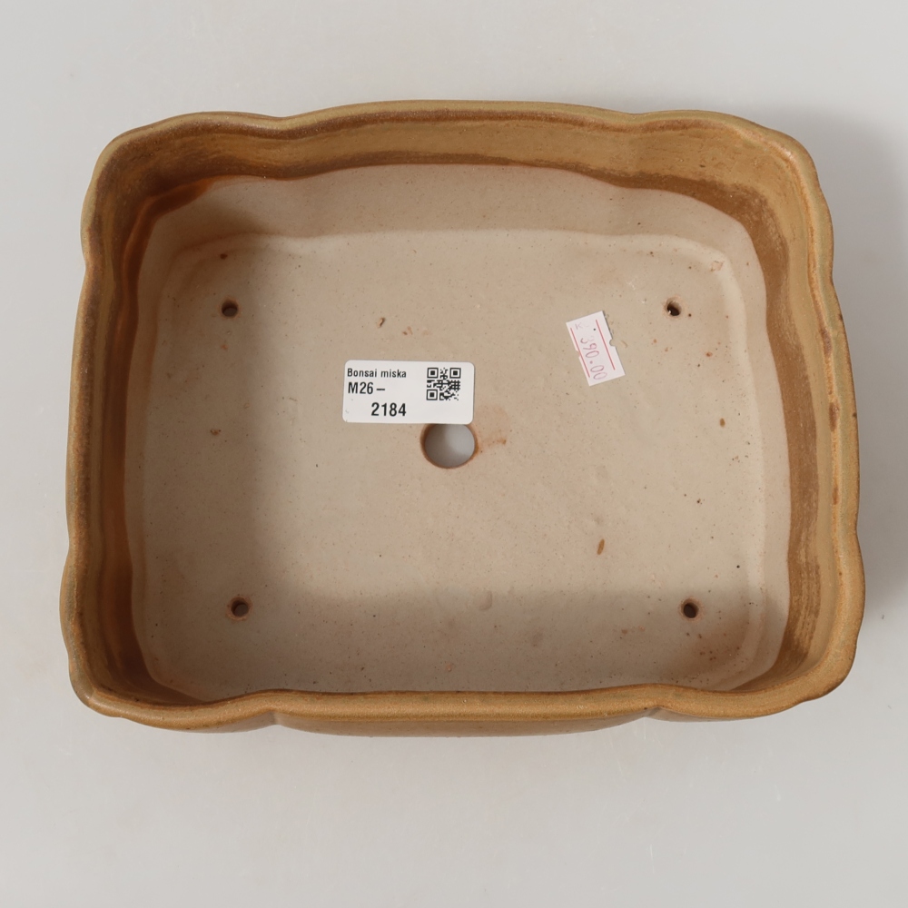 Keramische bonsaipot 20,5 x 17,5 x 7 cm, kleur: beige
