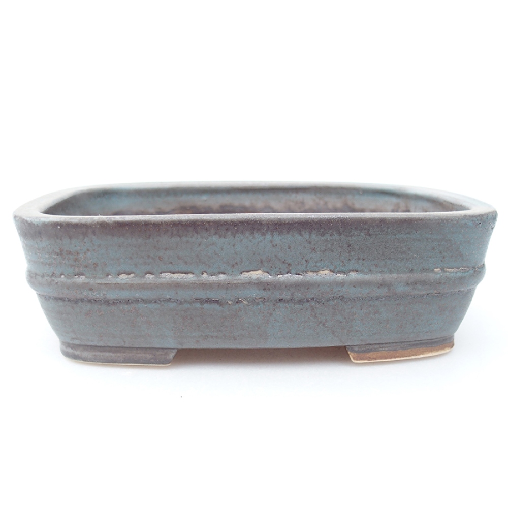Bonsaischaal van keramiek 14,5 x 11,5 x 4 cm, kleur blauw