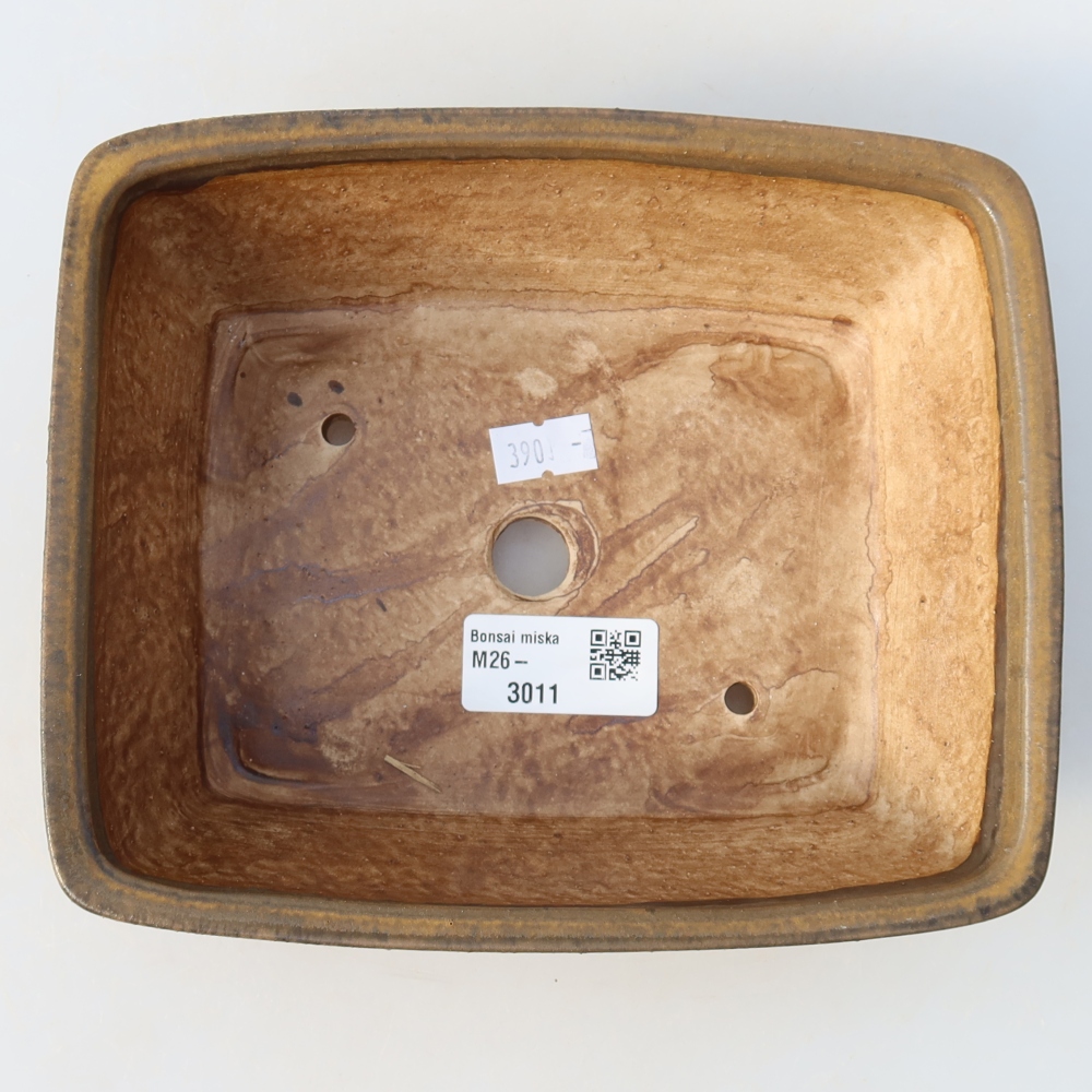 Keramische bonsaischaal 18,5 x 15,5 x 6 cm, kleur bruin