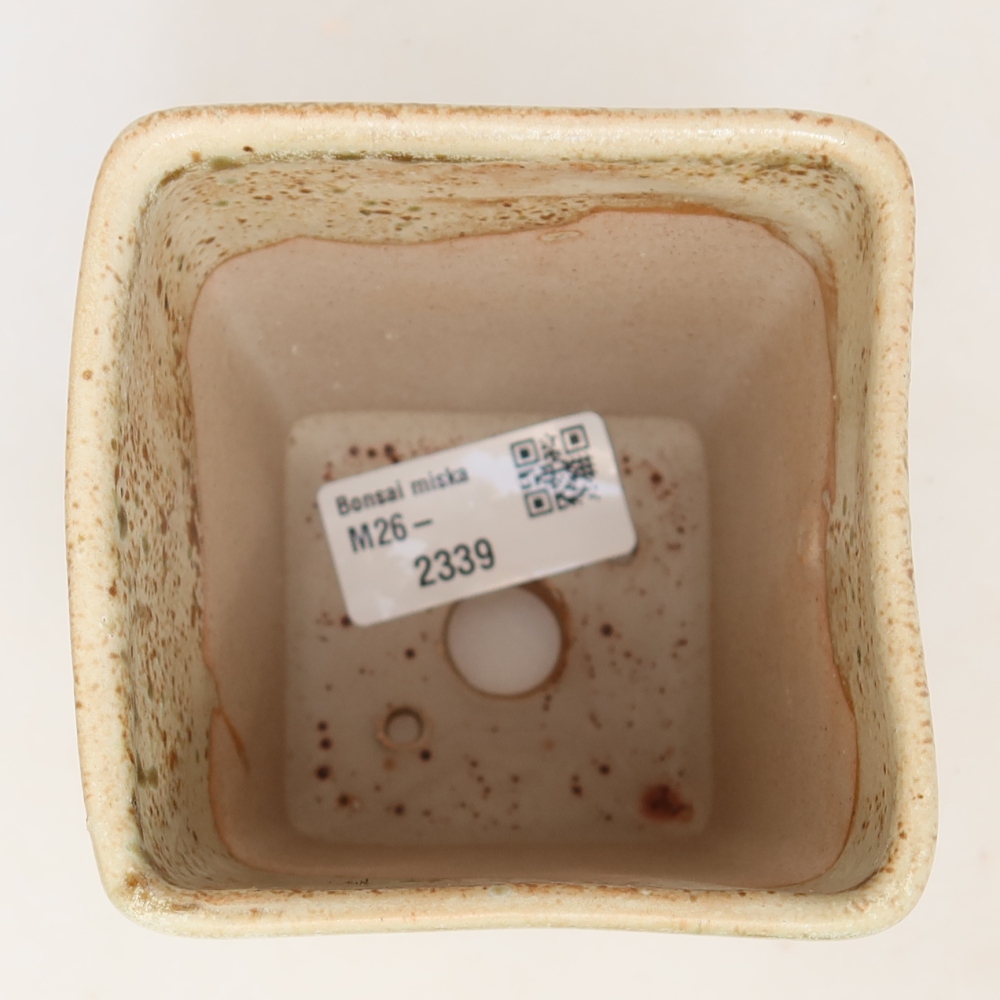 Keramische bonsaipot 7,5 x 7,5 x 11 cm, kleur: beige