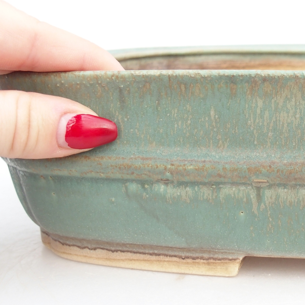 Bonsaischaal van keramiek 29,5 x 24 x 7 cm, groen