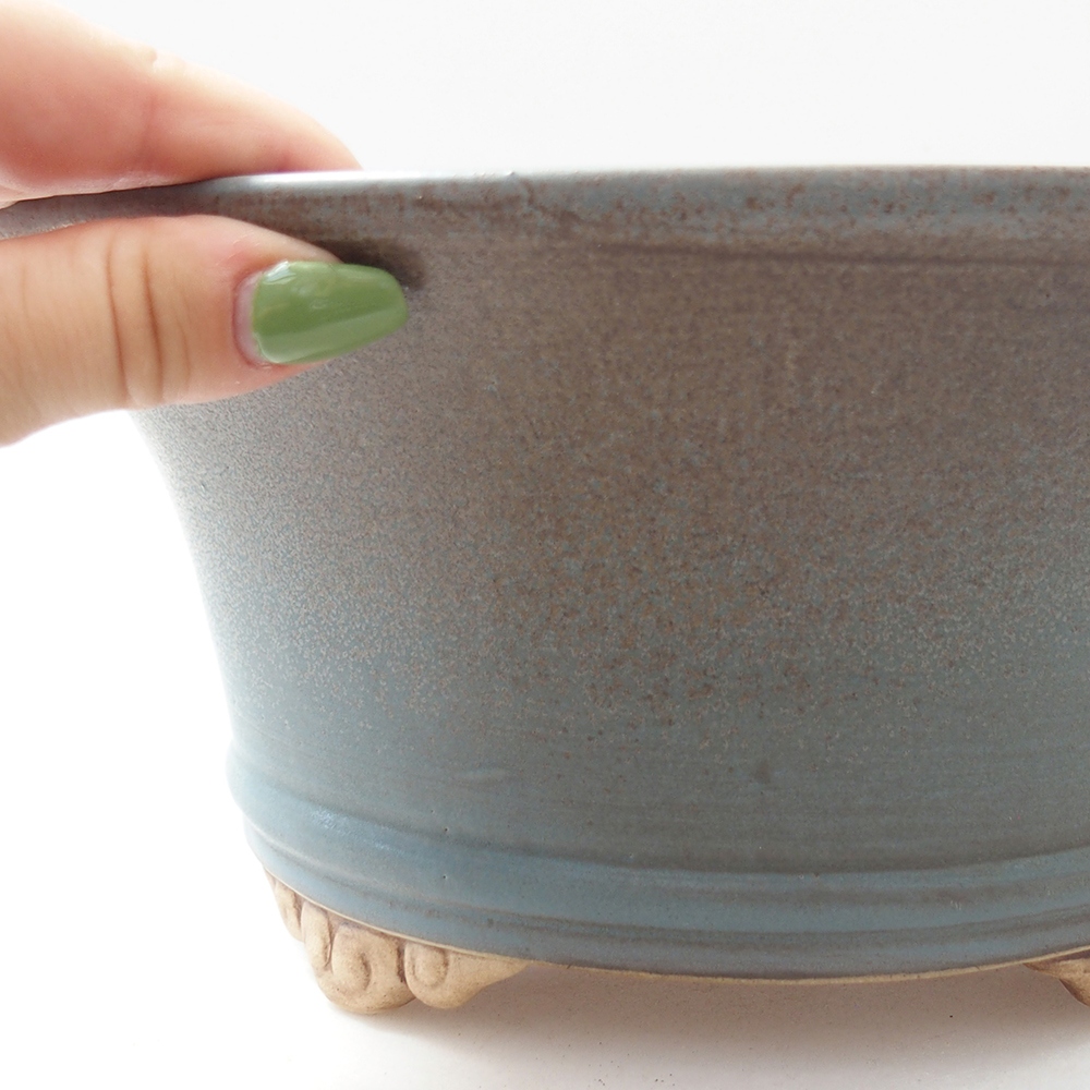 Bonsaischaal van keramiek 24 x 24 x 11,5 cm, kleur blauw