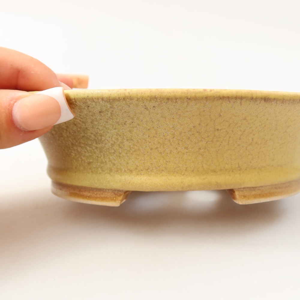 Keramische bonsaipot 14,5 x 12,5 x 4 cm, kleur geel